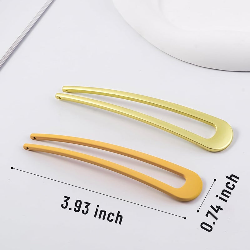 hisial 6Pcs Metal French Hair Pins for Women U Shape Sticks 3.9 Inch Vintage Fork for Hairstyle Accessories(Gold/Orange/Yellow) - Image 2